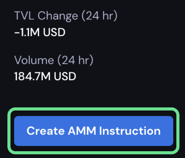 Create AMM Instruction button