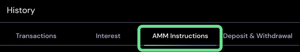 AMM Instructions tab under History